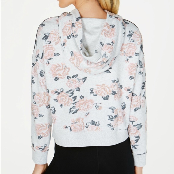 Calvin Klein rose print varsity stripe hoodie - Picture 2 of 3